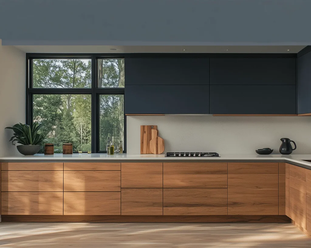 fresia interiors touch to open in agt deep blue and White oak