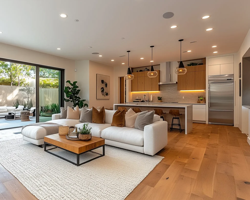 fresia inteiors white and Wood flat panel