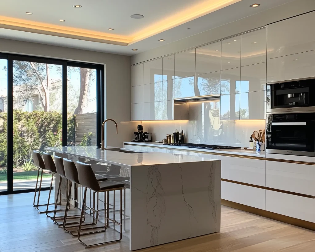 fresia inteiors white glossy channel kitchen